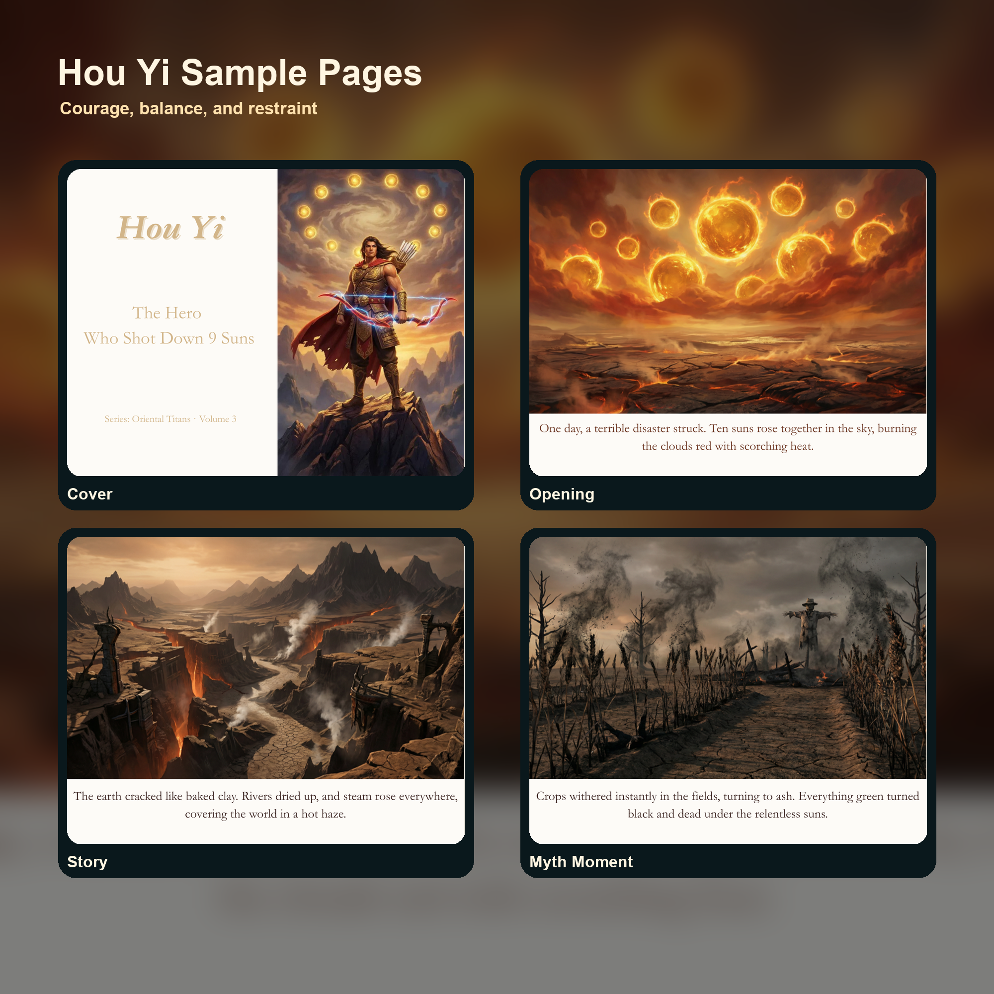 Hou Yi printable storybook sample pages