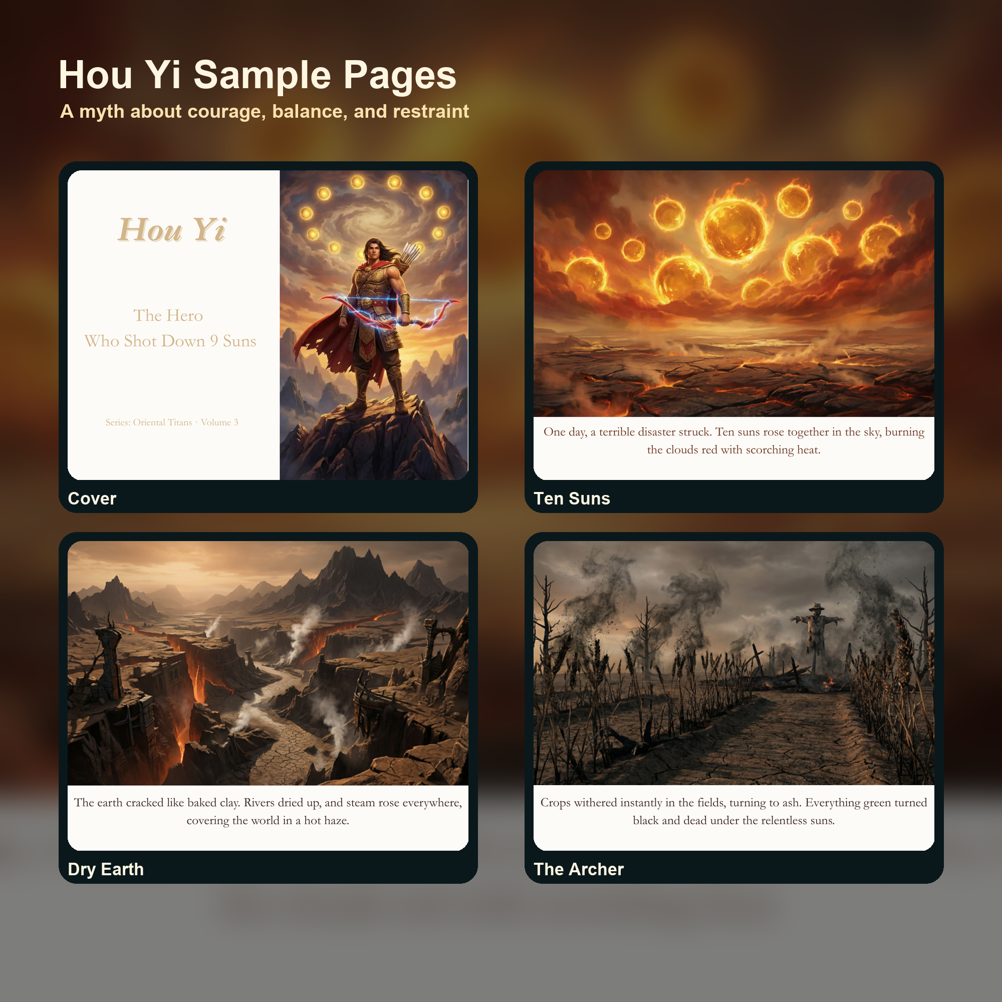 Hou Yi printable storybook sample pages