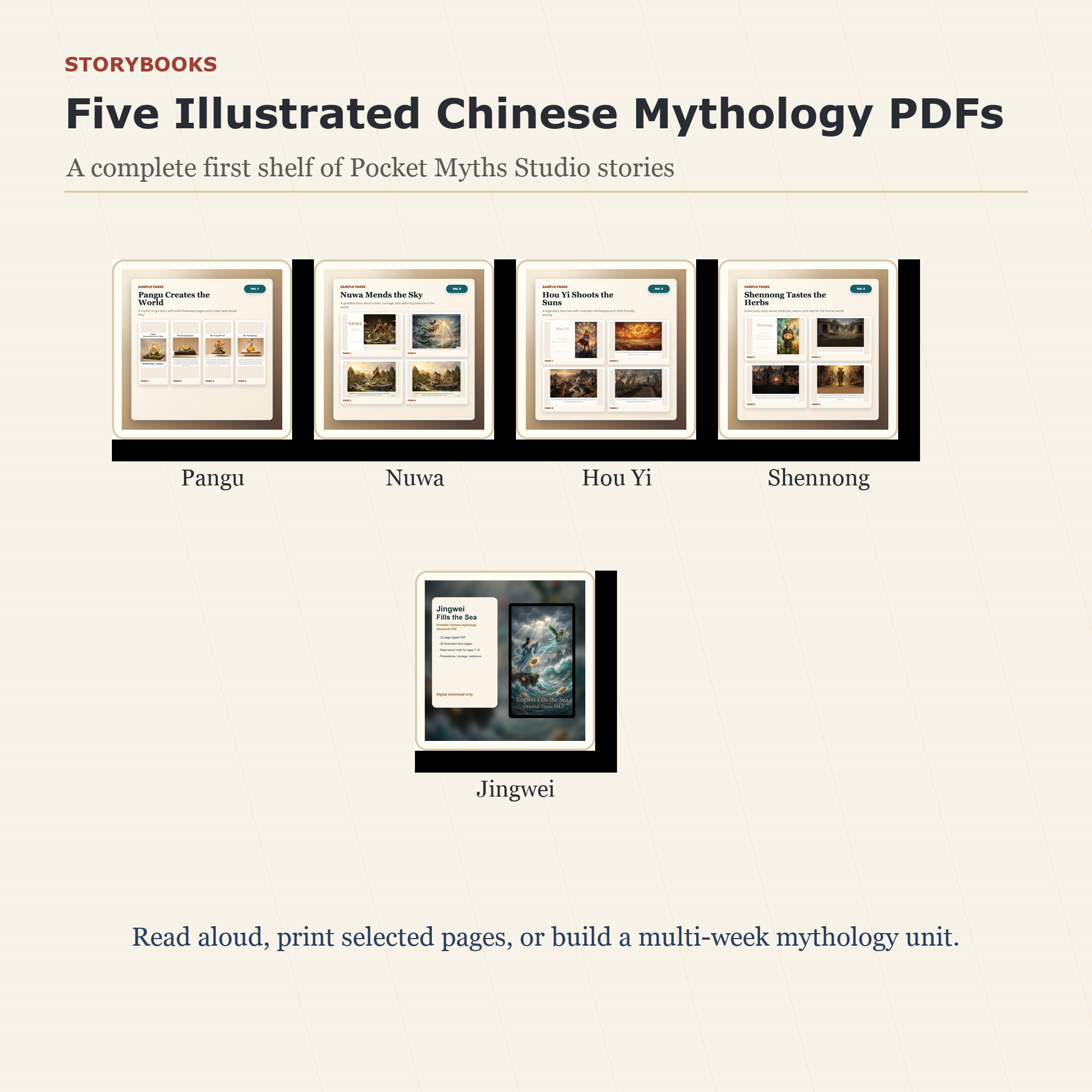 Printable mythology curriculum storybook and bundle preview