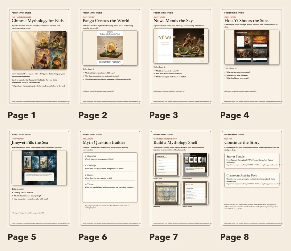 Contact sheet preview of the free sampler pages
